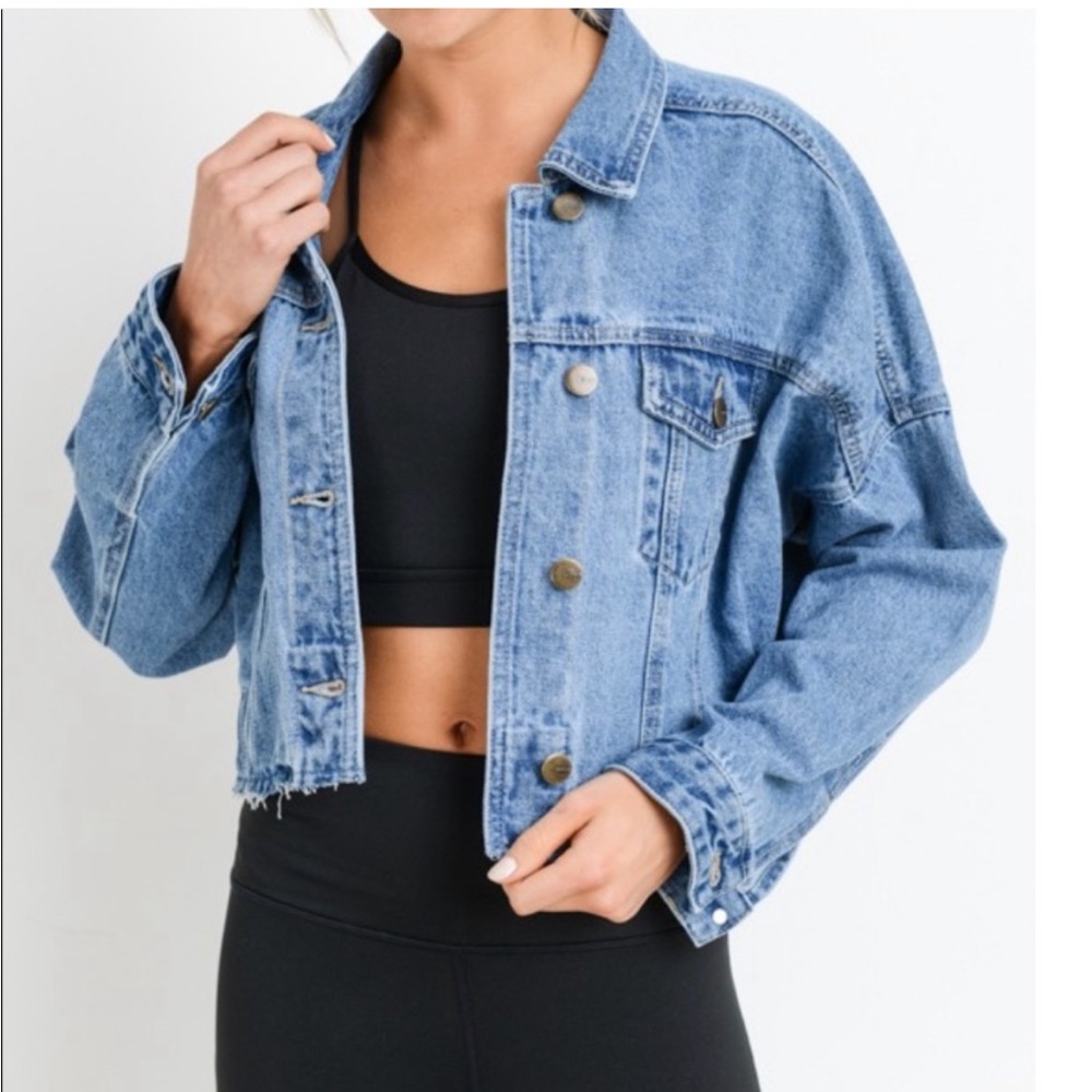 Mono B Cropped Jean Jacket Size Medium - Picture 1 of 8